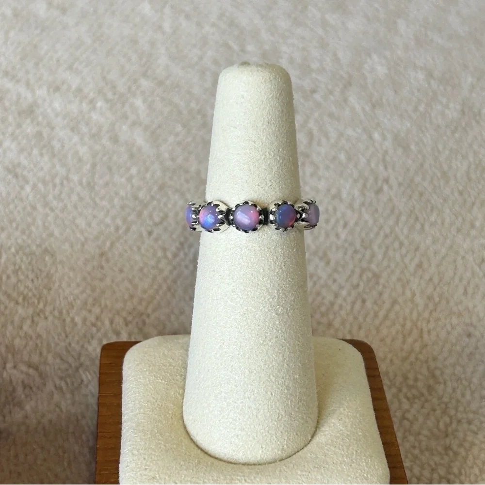 925 Sterling Silver Opal Eternity Ring